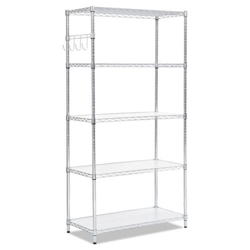 Alera® 5-shelf Wire Shelving Kit With Casters And Shelf Liners, 36w X 18d X 72h, Silver freeshipping - TVN Wholesale